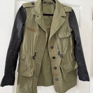 Green and Black Military Style Jacket- Leara Woman Premium Denimwear Collection